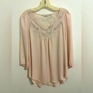 Pale Pink Sheer Lace Peasant Top from LC Lauren Conrad